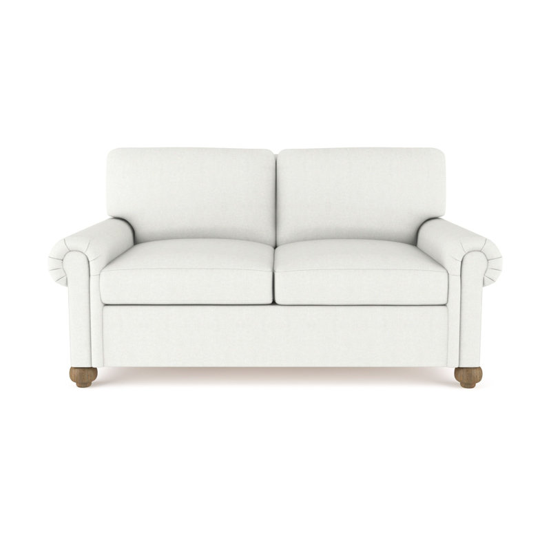 Causeuse Leroy, H 36 po x l 60 po x P 43 po, Velours moelleux blanc, Patiné