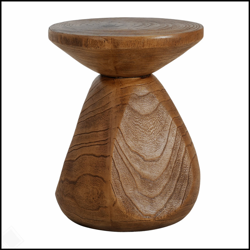 Patti Outdoor Patio MGO Wood Side Table, Durable and Lightweight with Rustic Wood Grain Finish, Set of 1