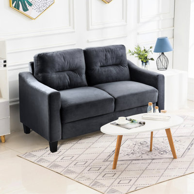 Velours pour la chambre à coucher, canapé de détente légèrement incliné confortable en velours, construction, petits espaces et bureau noirs