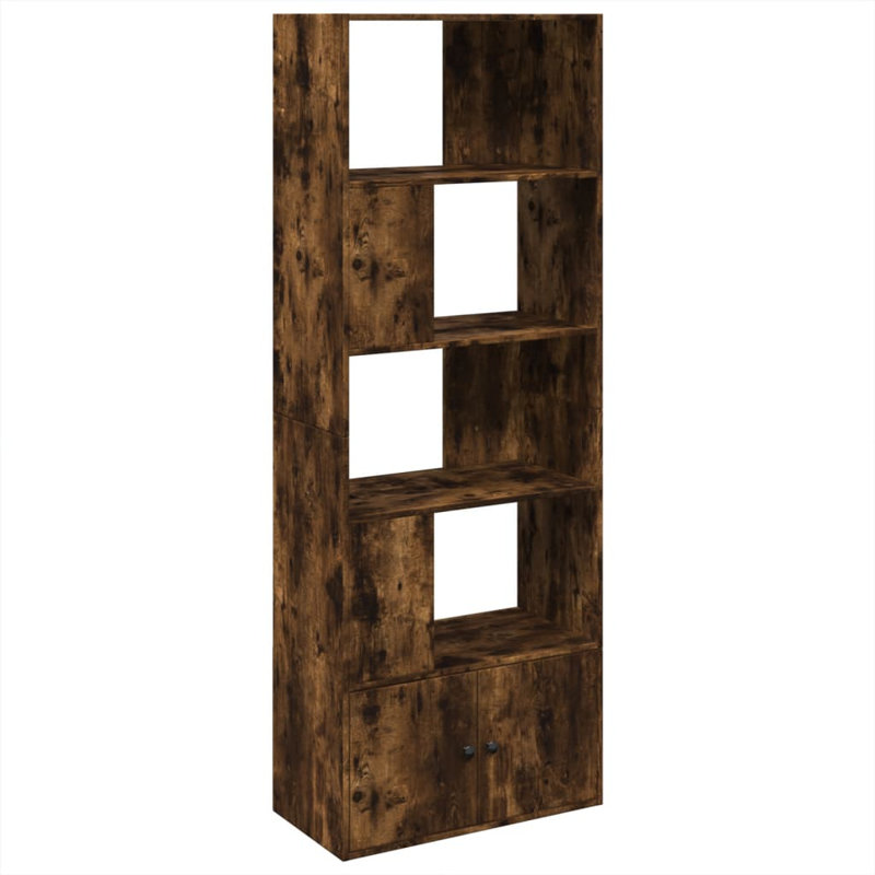 Augustinas 189cm H Bookcase, (5 Shelves) 189cm H x 70cm W x 36cm D, Smoked Oak