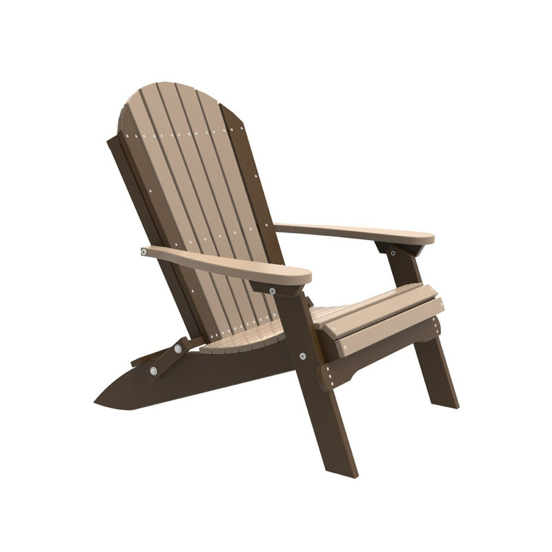 Frederike Foldable Outdoor Adirondack Chair, Weatherwood/Chestnut Brown