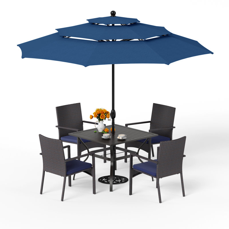 4 - Person Patio Dining Set with Rectangular Table , Cushions Included