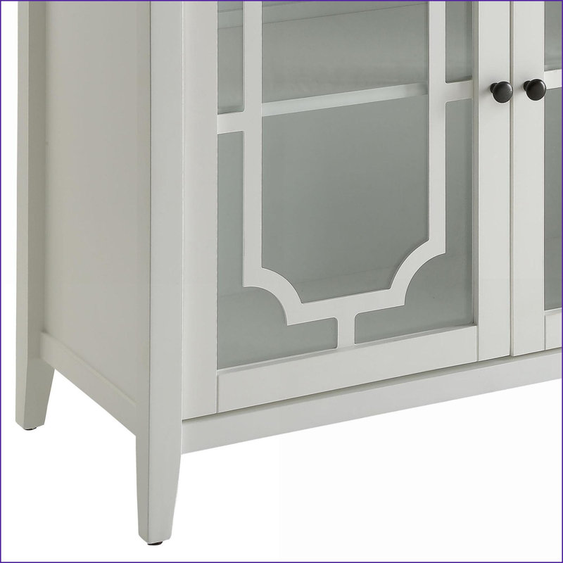 Console Cabinet | Off-White Ceara Finish | 2 Glass Doors | Contemporary Entryway Storage