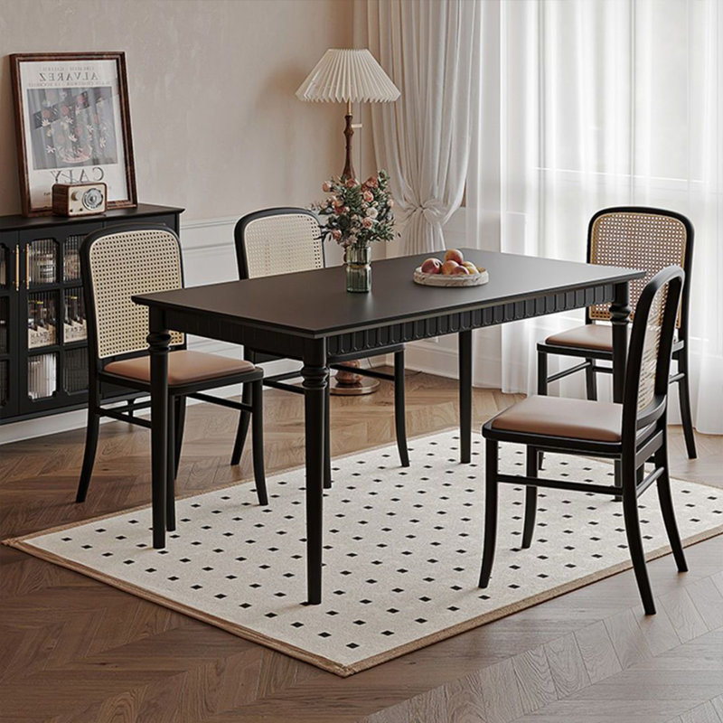 Black Rectangular Solid wood Dining Table For Dining Room/Kitchen