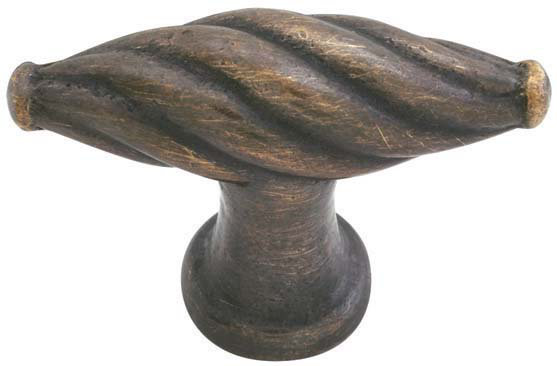 Poignée en T Emtek Tuscany, H 1,75 po x l 0,56 po x P 1,25 po, Patine bronze moyen
