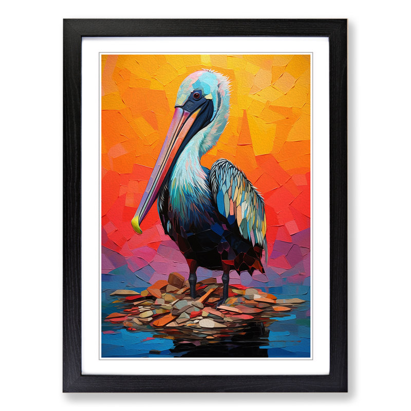 XYZ-FRM-V1223-5038 Pelican Neo-Plasticism - Single Picture Frame Print on Wood, Black, 64cm H x 46cm W x 2cm D