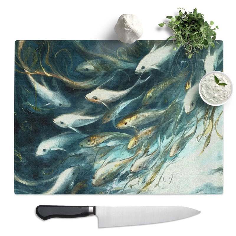 Swimming Fish  Glass Chopping Board