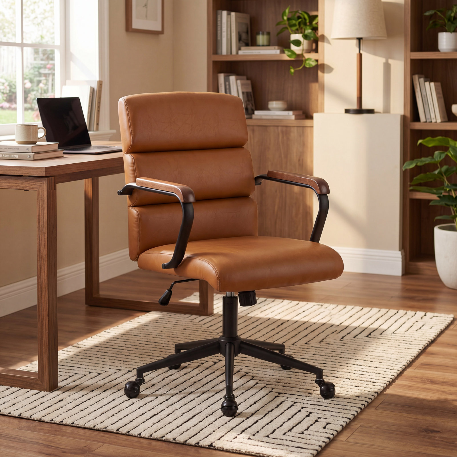 Ergonomic Mid-Back Office Chair, Brown