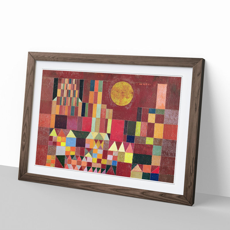 Slot Og Sol by Paul Klee - Picture Frame Painting, 27cm H x 36cm W x 2cm D, Walnut Framed