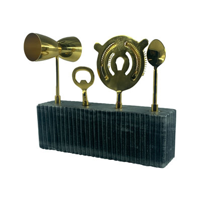 Ensemble d'outils de bar cinq pièces en marbre noir Catalina