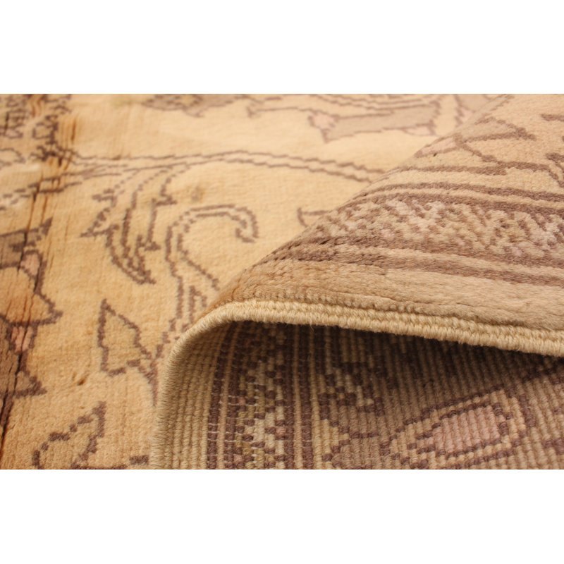 Tapis en laine ivoire/brun 3 pi 2 po x 5 pi 2 po à la main one-of-kind-noué la 2010 chobi Verda