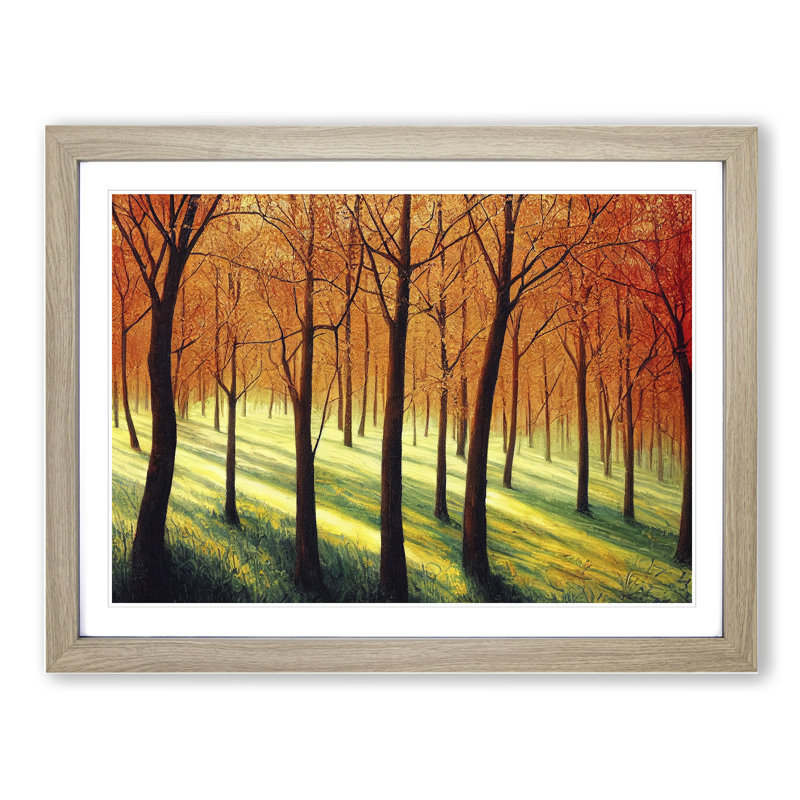 Spring Forest Sunlight - Framed Print, Oak, 25cm H x 34cm W x 2cm D