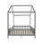 Full Montessori Floor Bed for Kids with Canopy & House-Shaped Wood Frame, High Railings – Grey-2019885816