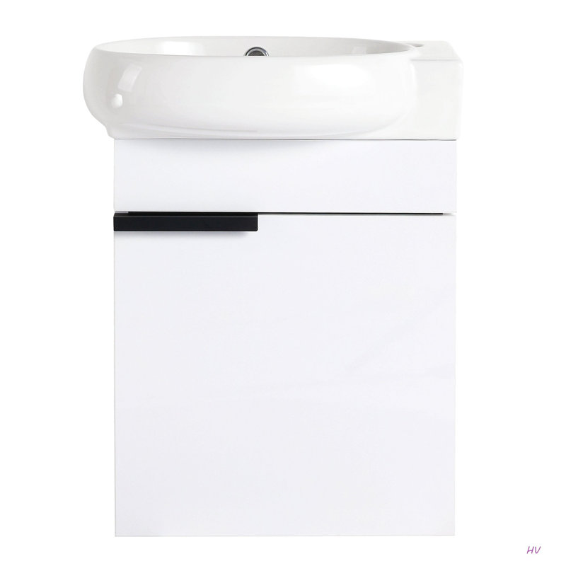 Meuble-lavabo à fermeture en douceur avec lavabo, 16 pouces pour petite salle de bain