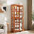 American Design, Dark Oak Glass Showcase, Adjustable Shelves, Doors, E26 Bulb, Textile Display Curio With Four - Door And Bulb For Showcasing Valuables-120632336