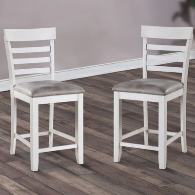 Fulkerson Ladder Back Counter Chair in White/Brown