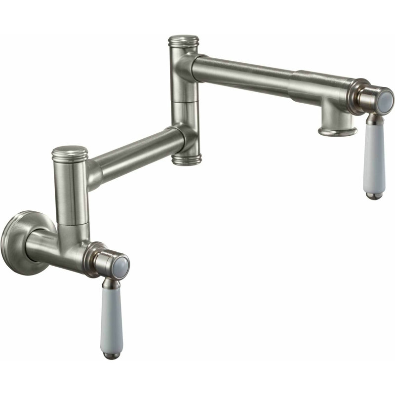 Davoli Pot Filler - Dual Handle Wall Mount - Traditional, Polished Nickel