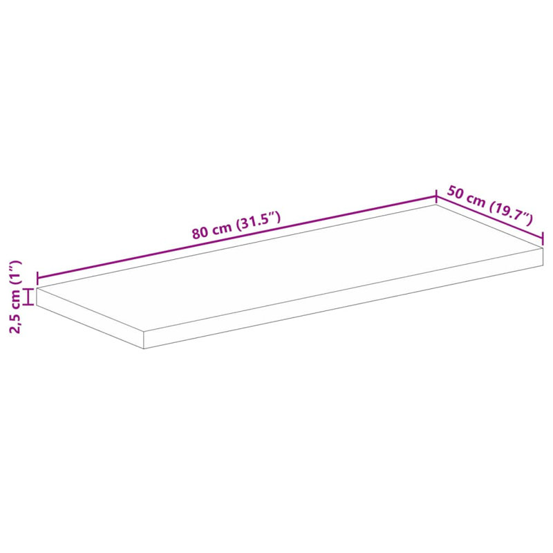 Sobotka Solid Wood Table Top, 2.5cm H x 80cm W x 50cm D