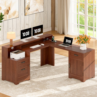Commode 6 tiroirs de 63 po de largeur avec tablettes, grande commode pour la chambre à coucher, rangement pour garde-robe en bois, meuble télé moderne pour le salon, brun cerise