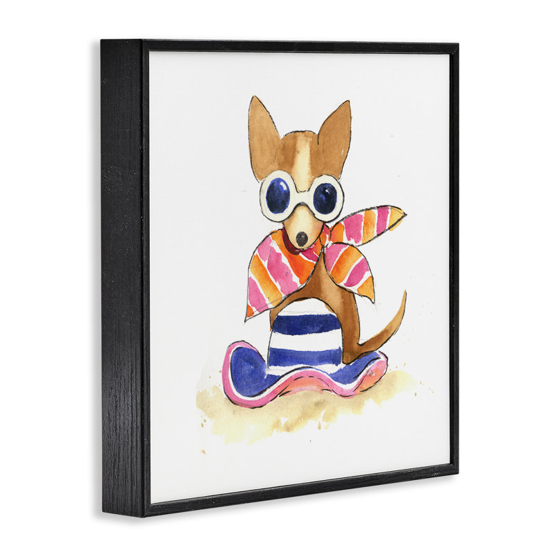 «Sandy Dog on Beach», estampe numérique encadrée par Geoff Allen, Giclée encadrée noir minuit, H 24 po x l 24 po