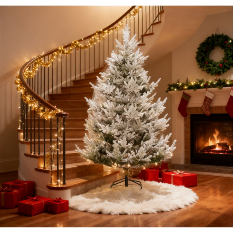 Arbre de Noël artificiel avec 1218 pointes, base en acier, H 7,5 pi