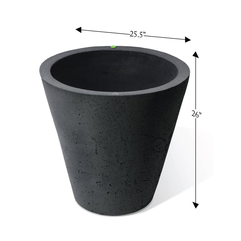 Pot à fleurs rond en plastique Doherty, Noir