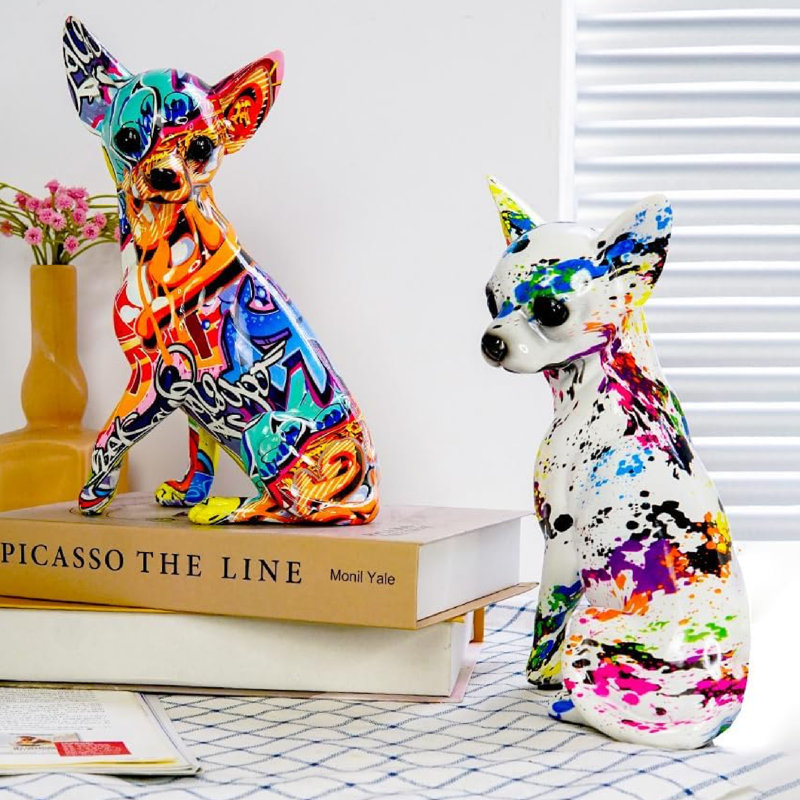 Graffiti Chihuahua Dog Abstract Statue Sculpture
