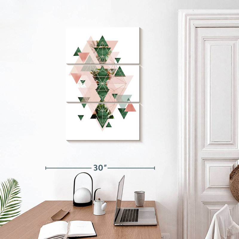 Avery Pink Green Geometric VI, 32" H x 20" W