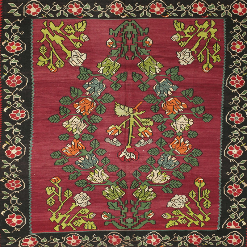 Tapis rouge à motif sud-ouest, Carré 6 pi