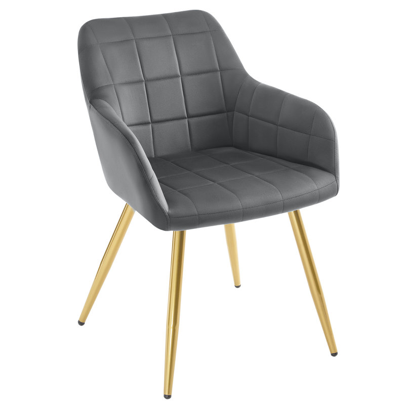 Palumbo Upholstered Dining Chair, Gold, Medium Grey