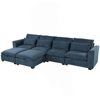 U-Shaped Freely Transformable Modular Corner Sofa With Two Ottomans, Suitable For Living Rooms, Studies, Home Theaters, And More.