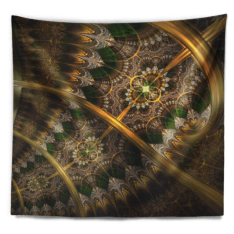 Tapisserie fleur abstraite fractale, H 78 po x l 92 po