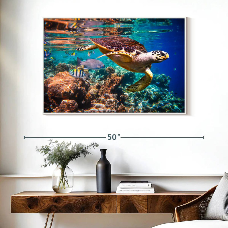 Vie marine vive, Cadre flottant blanc, 40 po x 27 po