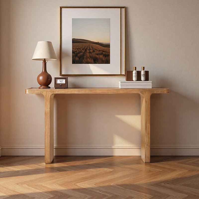Console simple de style campagne américaine, Burlywood, H 29,5 po x l 63 po x P 11,8 po