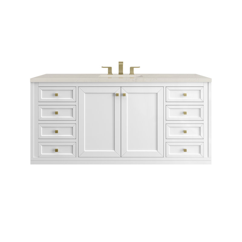 Chicago 60'' W Double Vanity, Glossy White, Tajnar Eclos, 8" Widespread