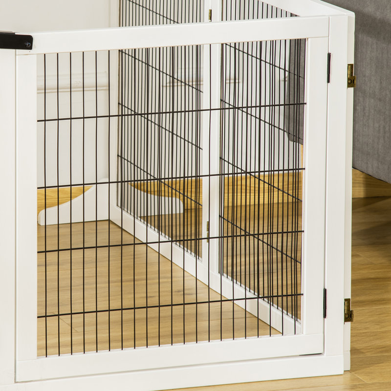 Sauer Free Standing Pet Gate With Door,wood, White