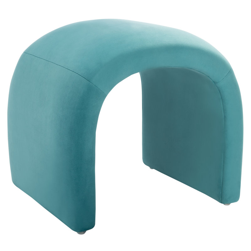 Andeana Upholstered Ottoman, Sea Blue Velvet