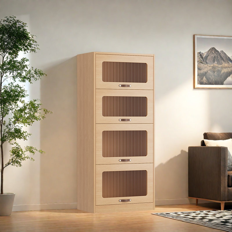 Rabehi, (4 Shelves) 54.3"H x 23.6"W x 13.7"D, Brown