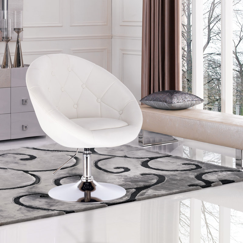 Mckellar Swivel Upholstered Counter Stool with Metal Frame, White