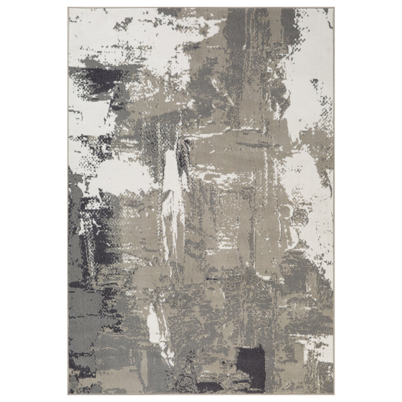 Tapis gris / ivoire Nemaha, Rectangle 10 pi 6 po x 13 pi 9 po
