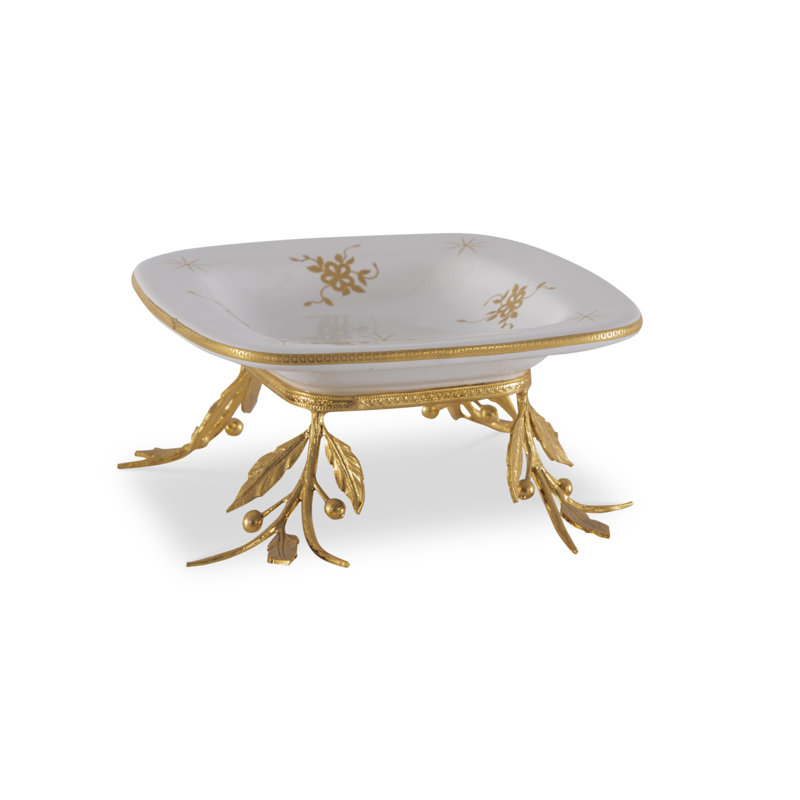 Gold Hand-Painted Ceramic Decorative Tray