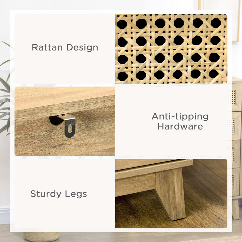 80cm W 4 - Drawer Chest of Drawers, Natural