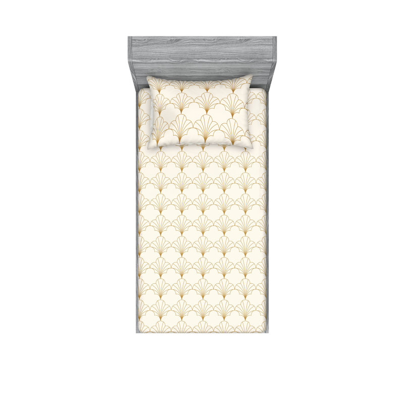  Ensemble de draps en microfibre géométrique, Coquille d'œuf / brun sable, Ensemble de draps pour lit simple TG avec 1 taie d