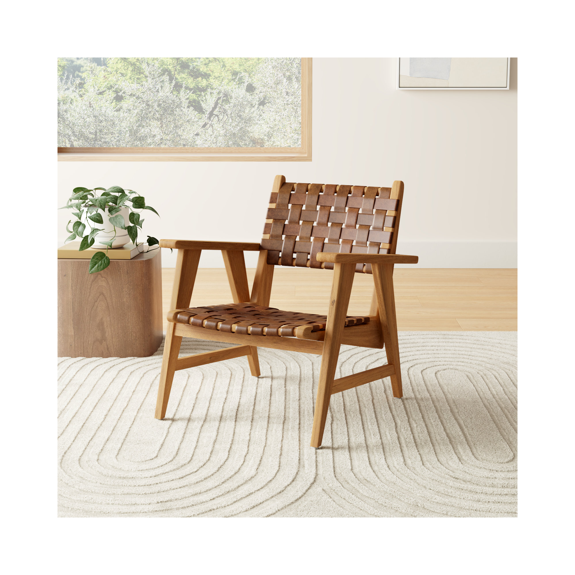 Sutri Leather Woven Chair