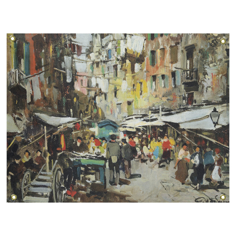 Tapisserie murale du marché Macintyre à Naples, H 81,5 po x l 60,5 po, Jaune