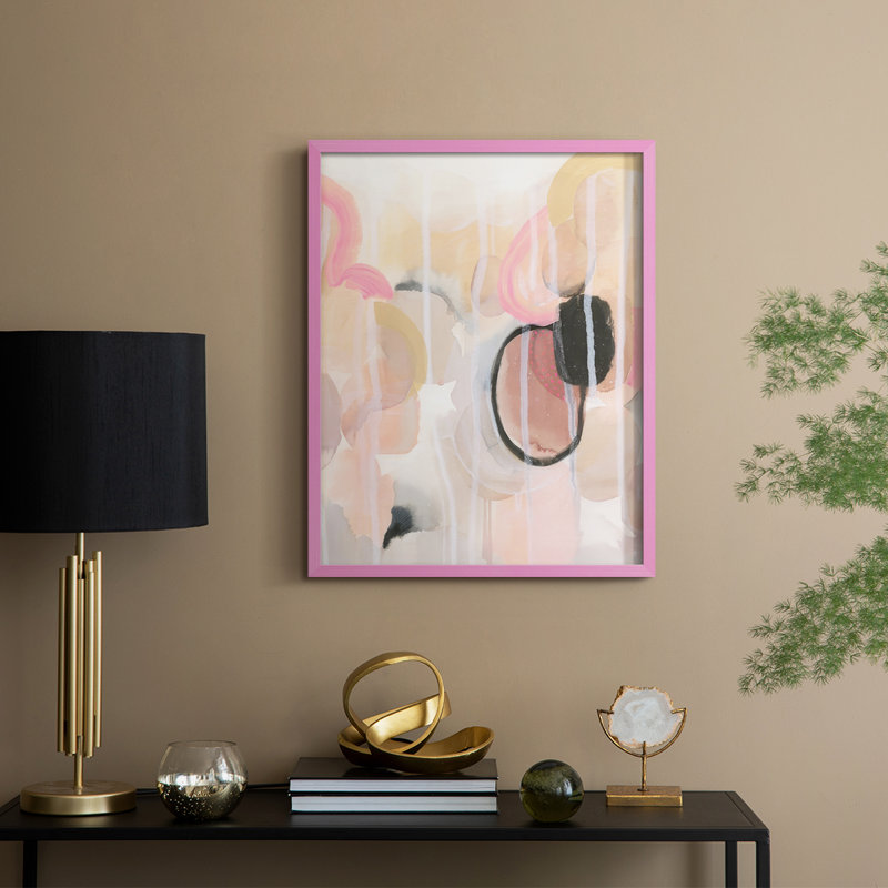 «Pink Avocados II», reproduction encadrée - bois massif, H 15 po x l 12 po, Encadré rose