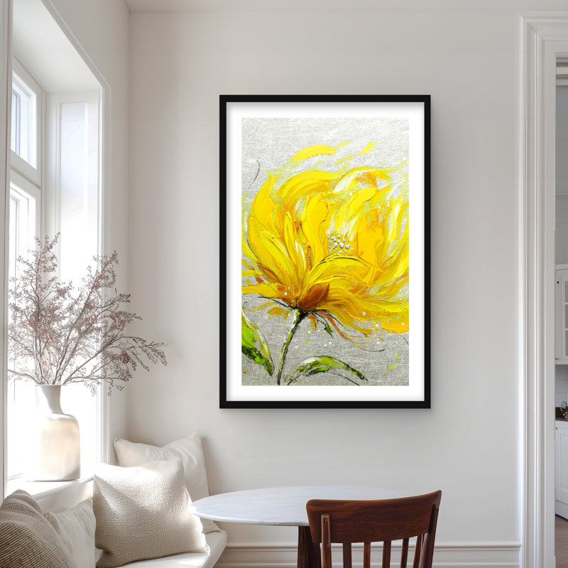 Fleur jaune moelleuse - impression matte encadrée pour la décoration intérieure