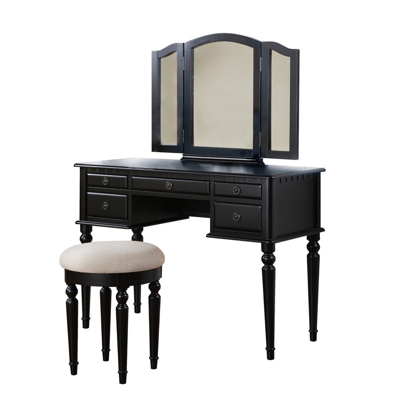 Ensemble de meuble-lavabo de chambre à coucher contemporain avec tiroir et tabouret pliable