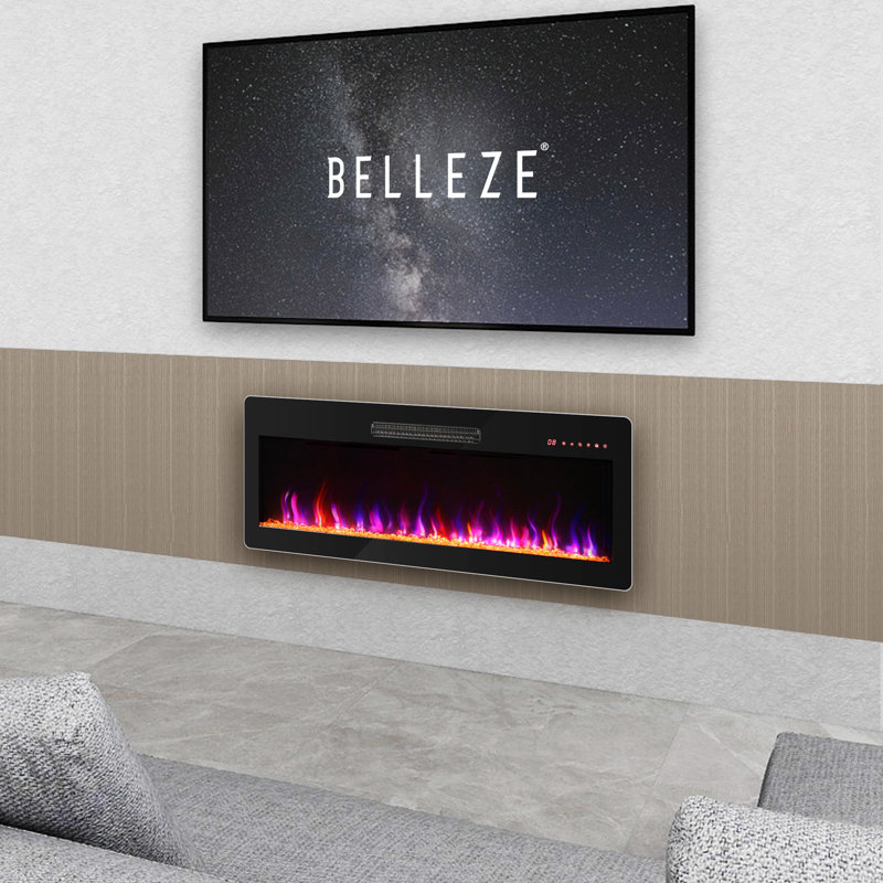 Beckemeyer Symple Stuff Black Electric Fireplace, 16" H x 42" W x 4.2" D