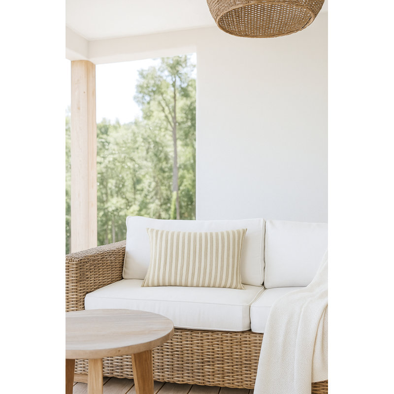 Outdoor Living Throw Pillow, Beige, Rectangular 14" H x 20" W